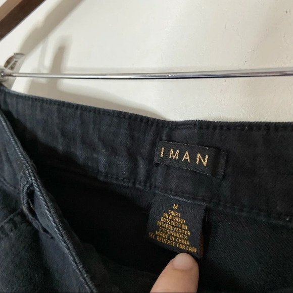 Black Denim IMAN Jeans Pull On Slimming No Zip Size Womens Medium Short Jeans - Picture 4 of 8